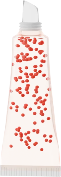 Lip gloss with matte red beadlets