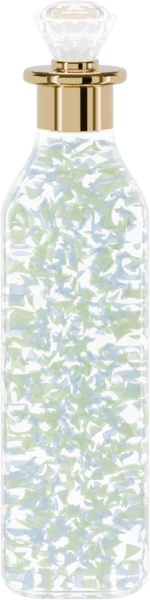 Clear gel with sky and lime flakes