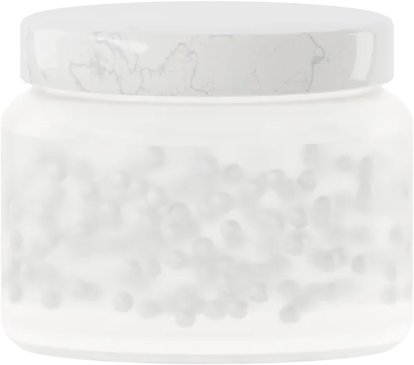 Lustrous pearls for serum. Color: Silver