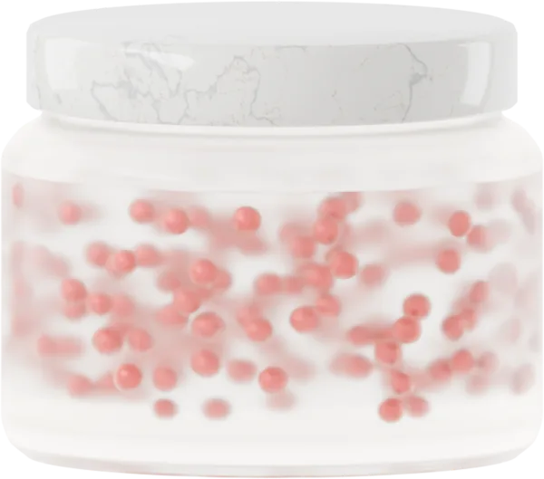 Lustrous pearls for serum. Color: Crimson