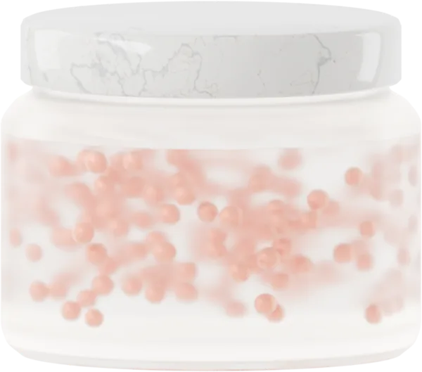 Lustrous pearls for serum. Color: Coral