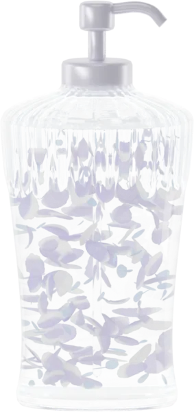 Dual-tone petals for shower gel. Color: Lavender, Sky Blue, and Porcelain White
